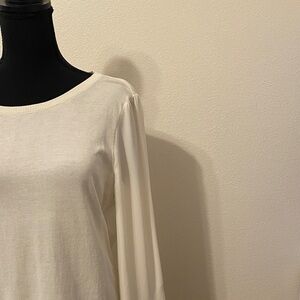 LAST CHANCE LOFT Cream Long Sleeve Mixed Media Women's Top